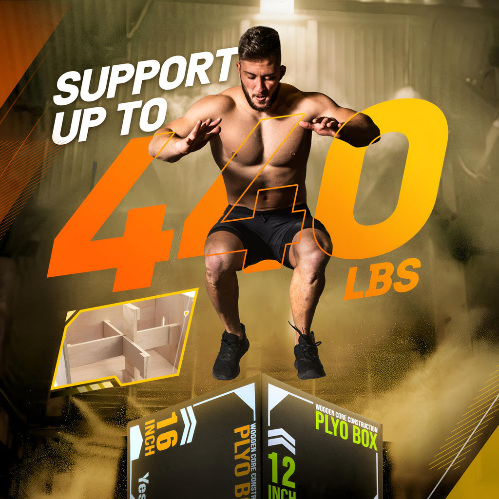 Yes4All 3-In-1 Soft Plyo Box Wooden Core - Safe For Shins - Non-Slip Multi-Use Plyometric Box For Jumping, Conditioning, And Str