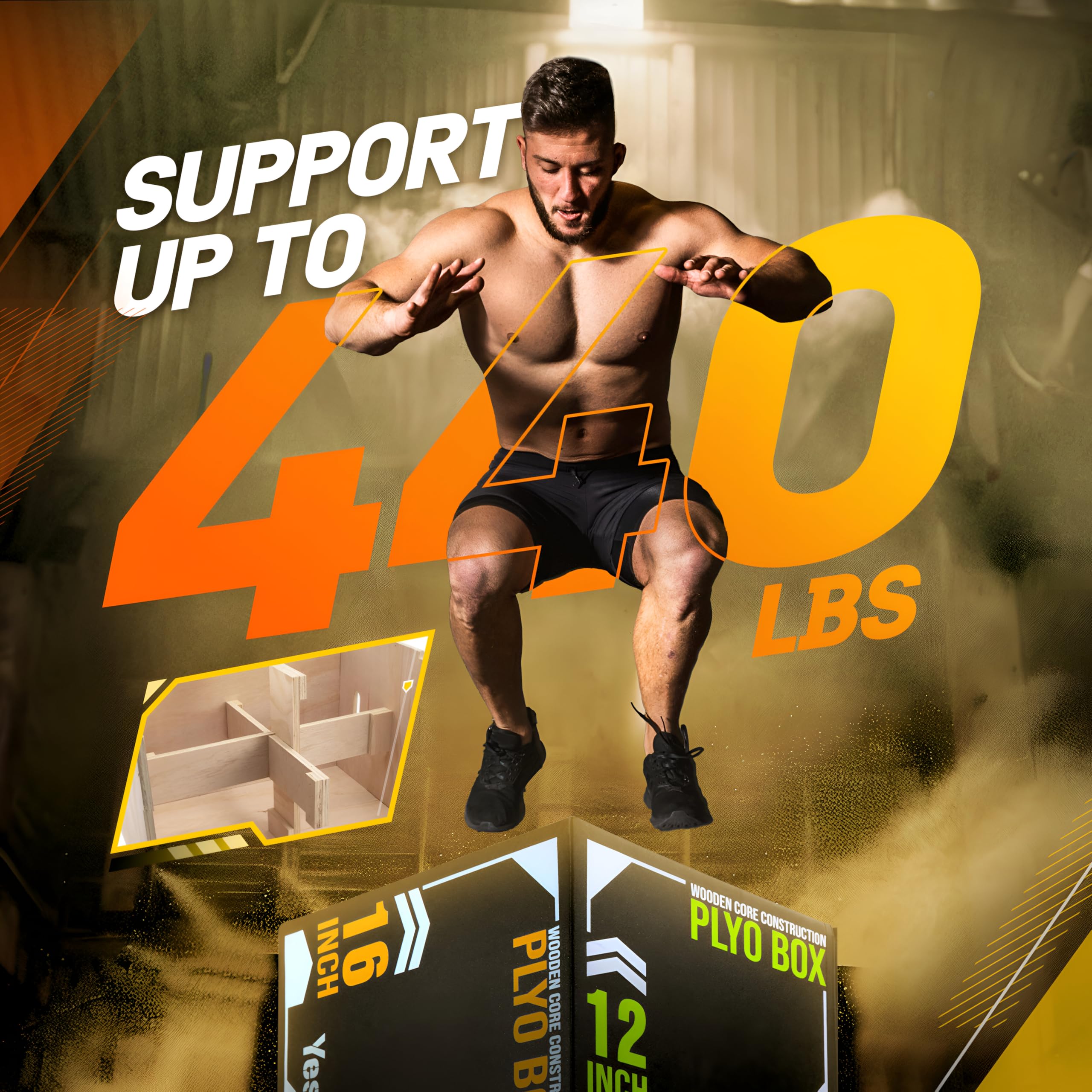 Yes4All 3-In-1 Soft Plyo Box Wooden Core - Safe For Shins - Non-Slip Multi-Use Plyometric Box For Jumping, Conditioning, And Str