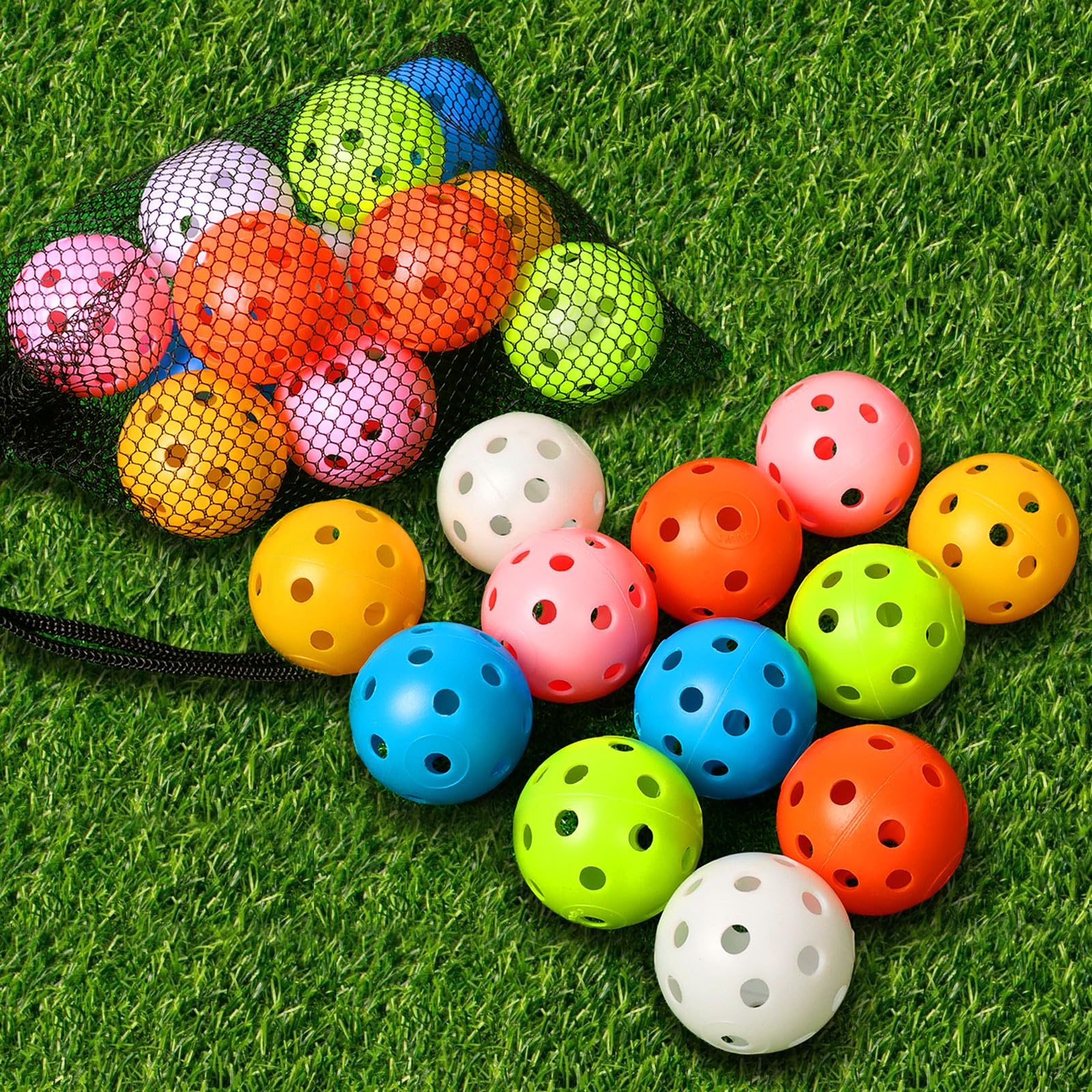Thiodoon Practice Golf Training Balls Limited Flight 40Mm Hollow Plastic Colored Airflow Golf Balls For Swing Practice Driving R
