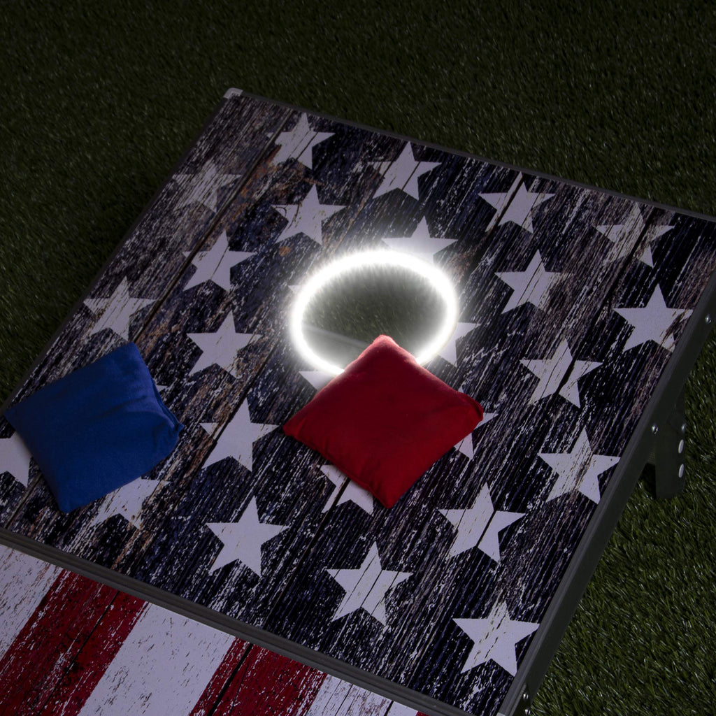 Gosports Led American Flag Cornhole Set, Regulation Size