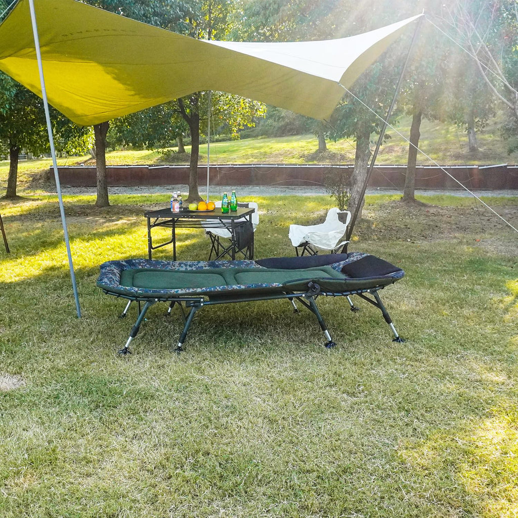 Campnacht Folding Camping Cot With Mattress For Adults, Heavy Duty Military Bed With Carry Bag, 180? Adjustable Reclining Outdoo