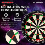 Mission Darts Db023 Samurai Ii  Professional Competition Standard Dartboard With Ultra Thin Wire Construction And Non Fade Colou