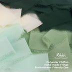 Ribbli Forest Green Chiffon Ribbon 1-12 Inch X 20 Yard Handmade Fringe Chiffon Silk Ribbon,Black Ribbon For Wedding Invitations,