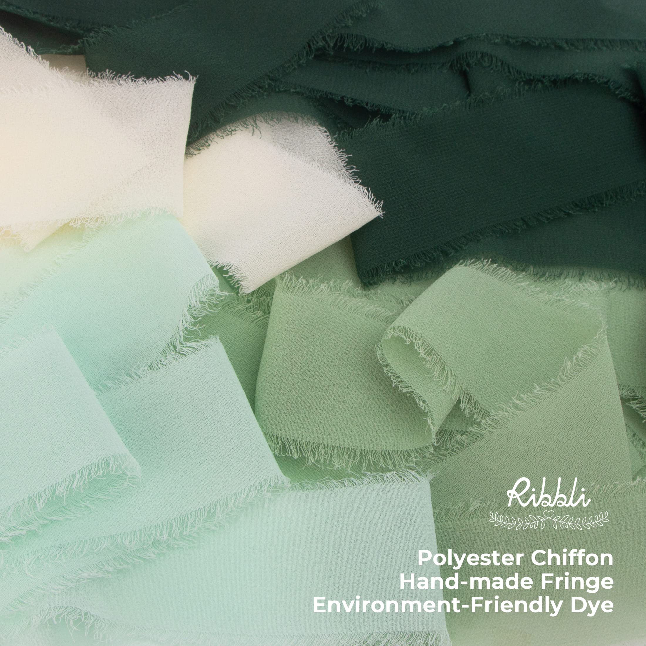 Ribbli Forest Green Chiffon Ribbon 1-12 Inch X 20 Yard Handmade Fringe Chiffon Silk Ribbon,Black Ribbon For Wedding Invitations,
