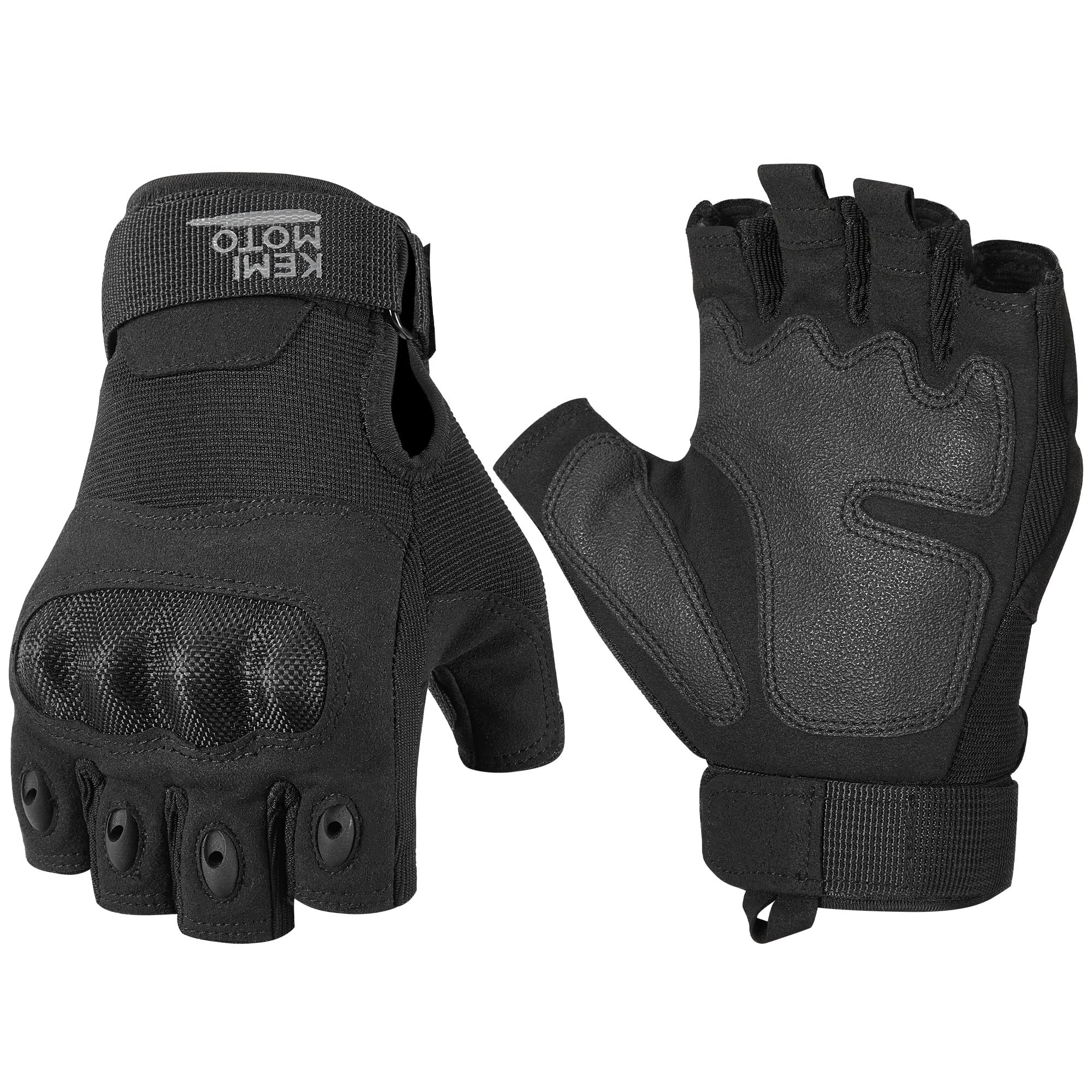 KEMIMOTO Fingerless Tactical Gloves for Men, Motorcycle Gloves for Outdoor Work Sports, Fingerless Cycling Gloves for Hunting Hi
