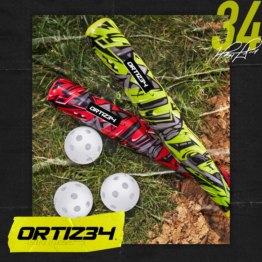 Ortiz34 Bat & Ball Set - Graffiti Plastic Bat & Ball Homerun Set- David Ortiz Backyard Baseball Set for Youth, Kids, Teenagers,
