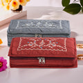 Kuber Industries (Pack of 2) Embroidery Jewellery Box For Women  7Compartments Travel Pouch For Gold Storage & Earrings Organi