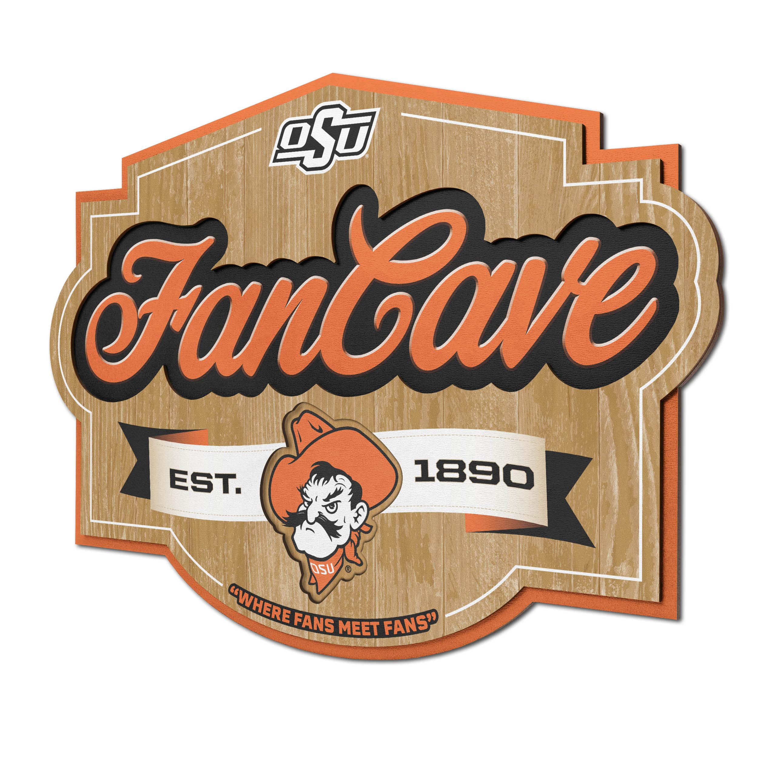 YouTheFan NCAA Oklahoma State Cowboys Fan Cave Sign