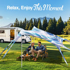 Rhino Valley Beach Tent,10X10 Ft Beach Shade Upf50+ Protection,Beach Canopy With 8 Sandbags 4 Stability Poles,Outdoor Beach Tent