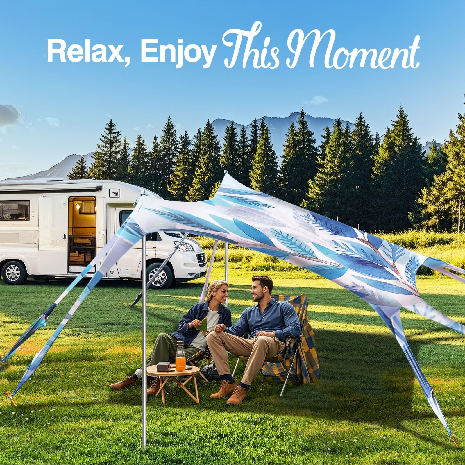 Rhino Valley Beach Tent,10X10 Ft Beach Shade Upf50+ Protection,Beach Canopy With 8 Sandbags 4 Stability Poles,Outdoor Beach Tent