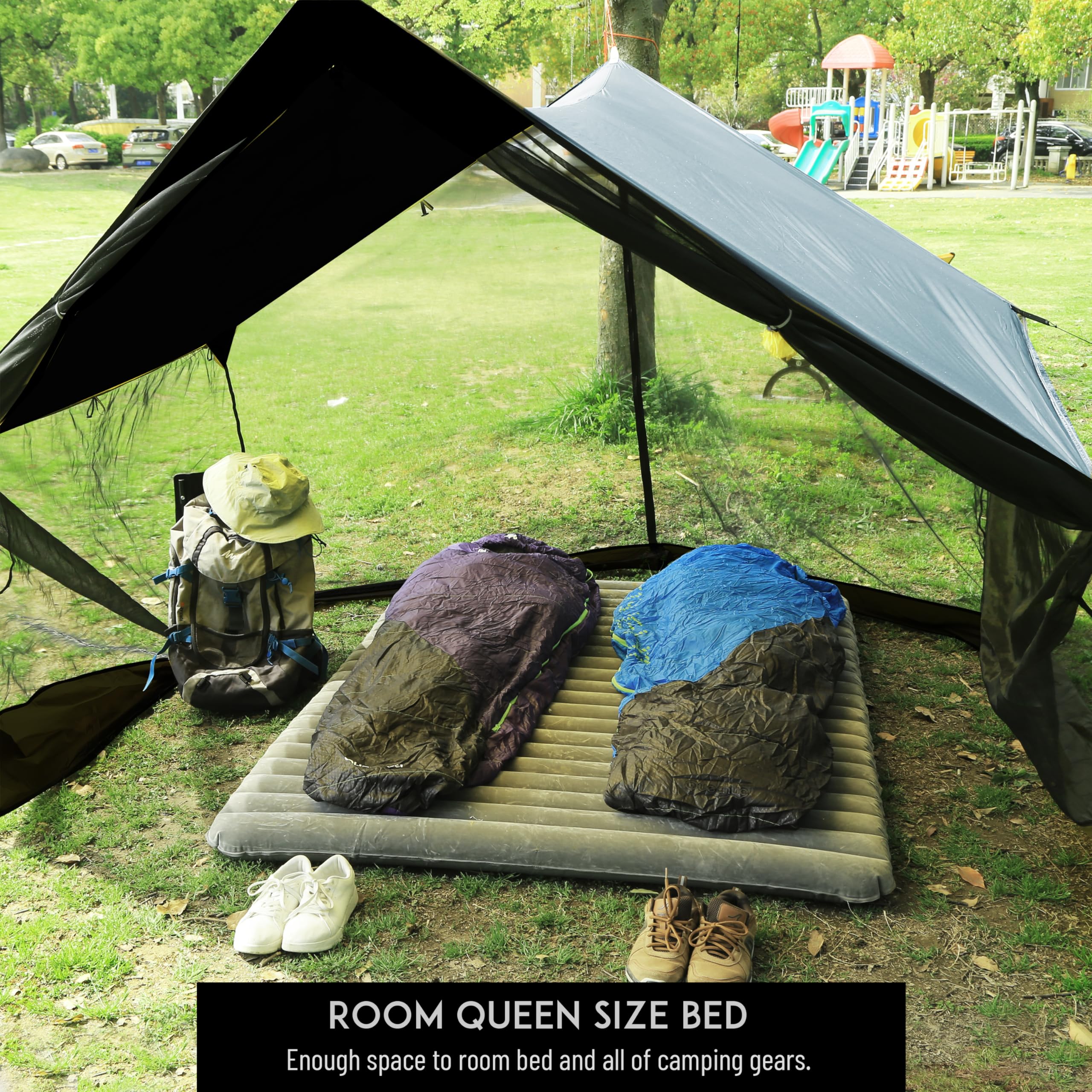 Lightweight No Bug Screen House For Hammock, Canoe Picnics Backyards Backpacking Camping Beach In Summer (Dark Shade)