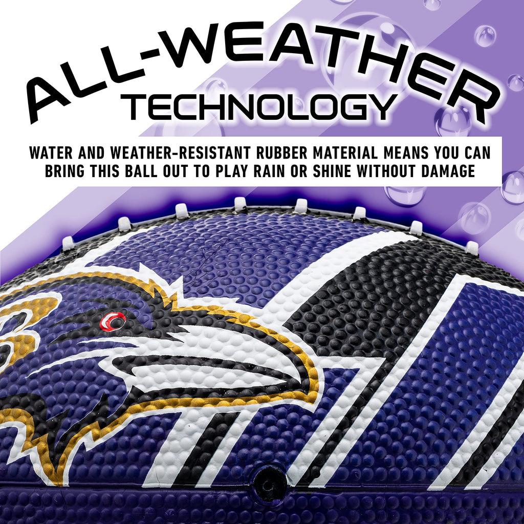 Franklin Sports Nfl Baltimore Ravens Football - Youth Football - Mini 8.5'' Rubber Ball - Perfect For Kids - Team Logos And Colo