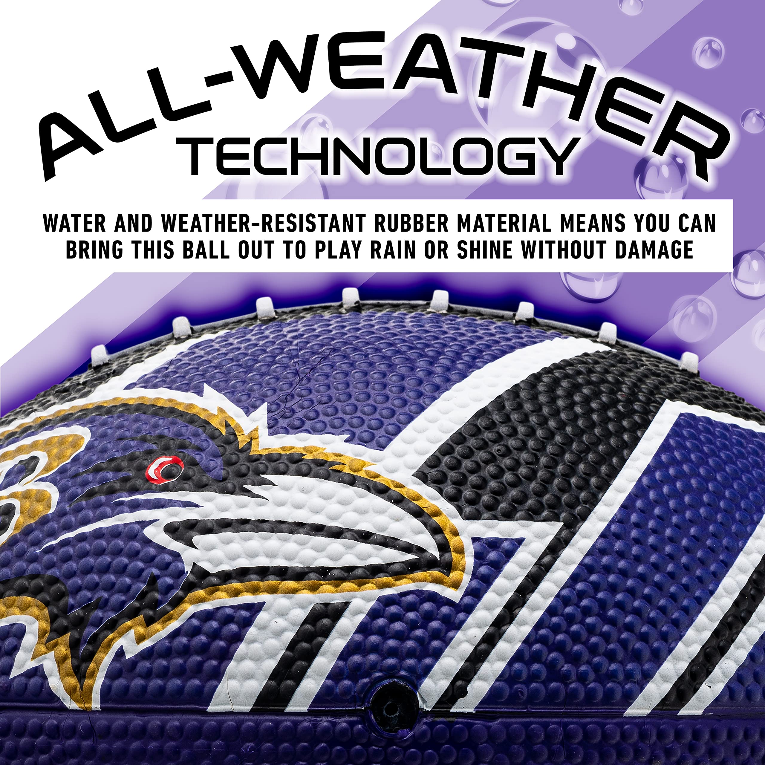 Franklin Sports Nfl Baltimore Ravens Football - Youth Football - Mini 8.5'' Rubber Ball - Perfect For Kids - Team Logos And Colo