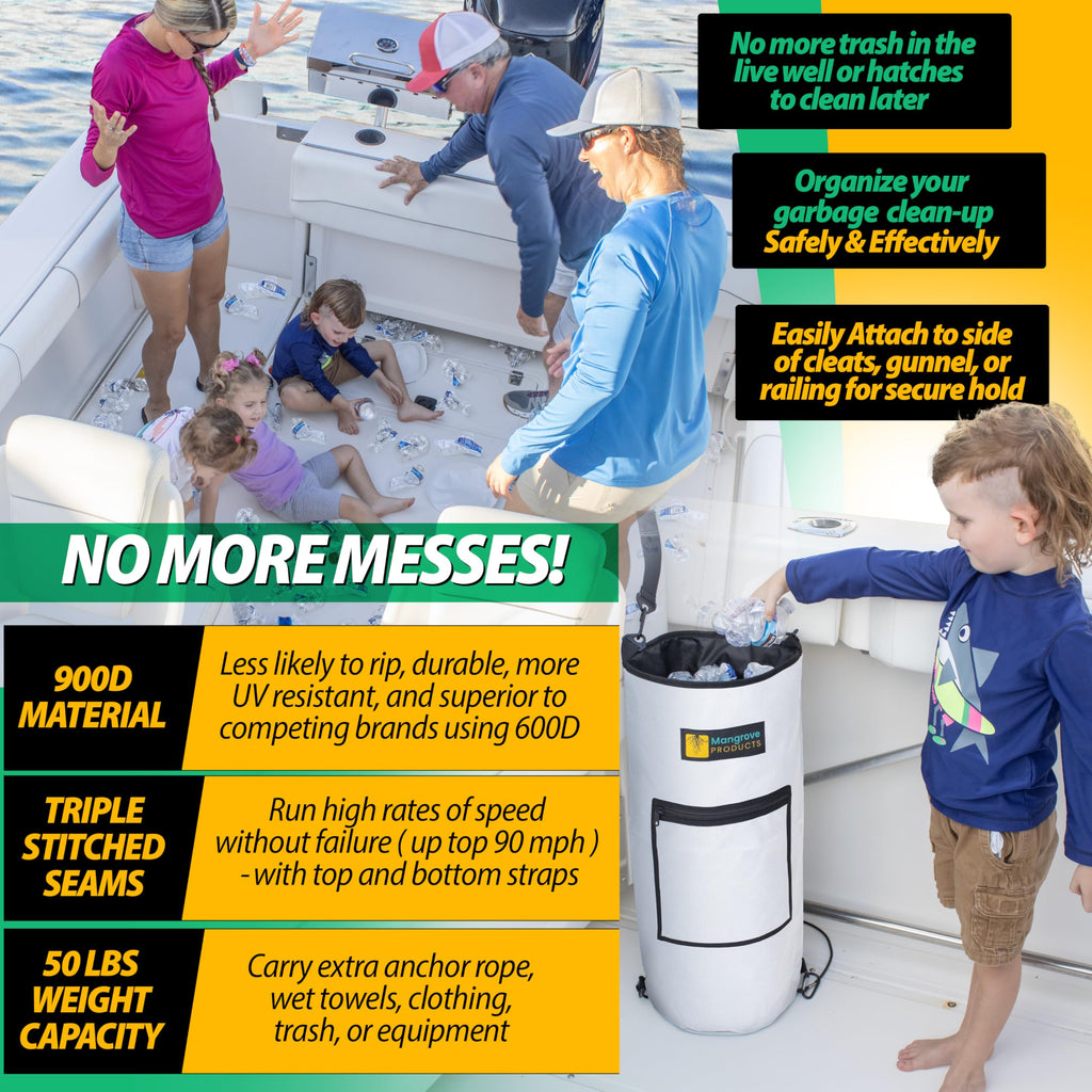 Portable Trash Can, Reusable Trash Bag, Leakproof Liner, Boat Storage Organizer, Trash Bag Holder, Marine Accessories - Pontoon