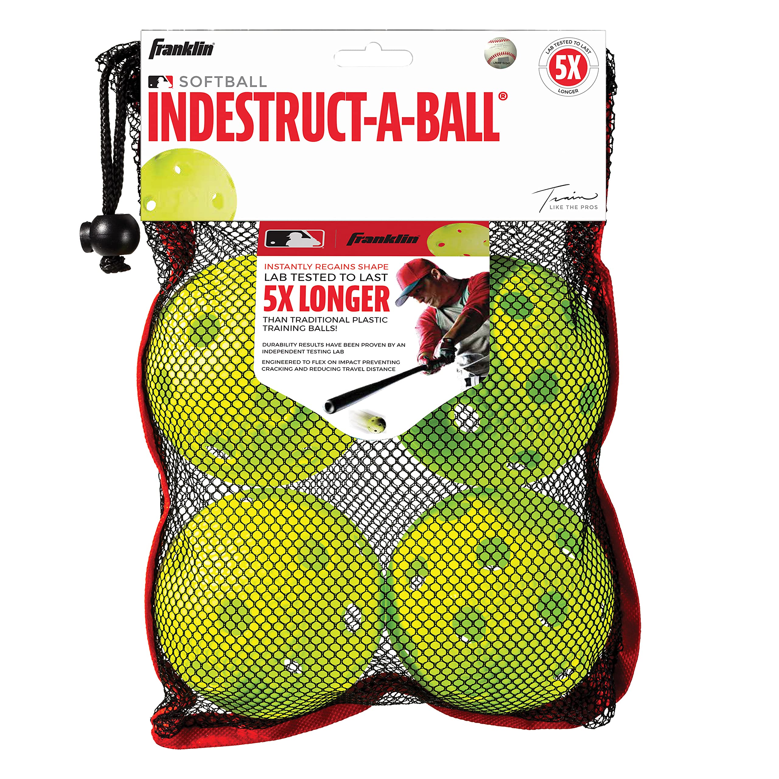 Franklin Sports Plastic Softballs - Indestruct-A-Ball Plastic Practice Softballs - Official Size 11'' Training Softball For Batt