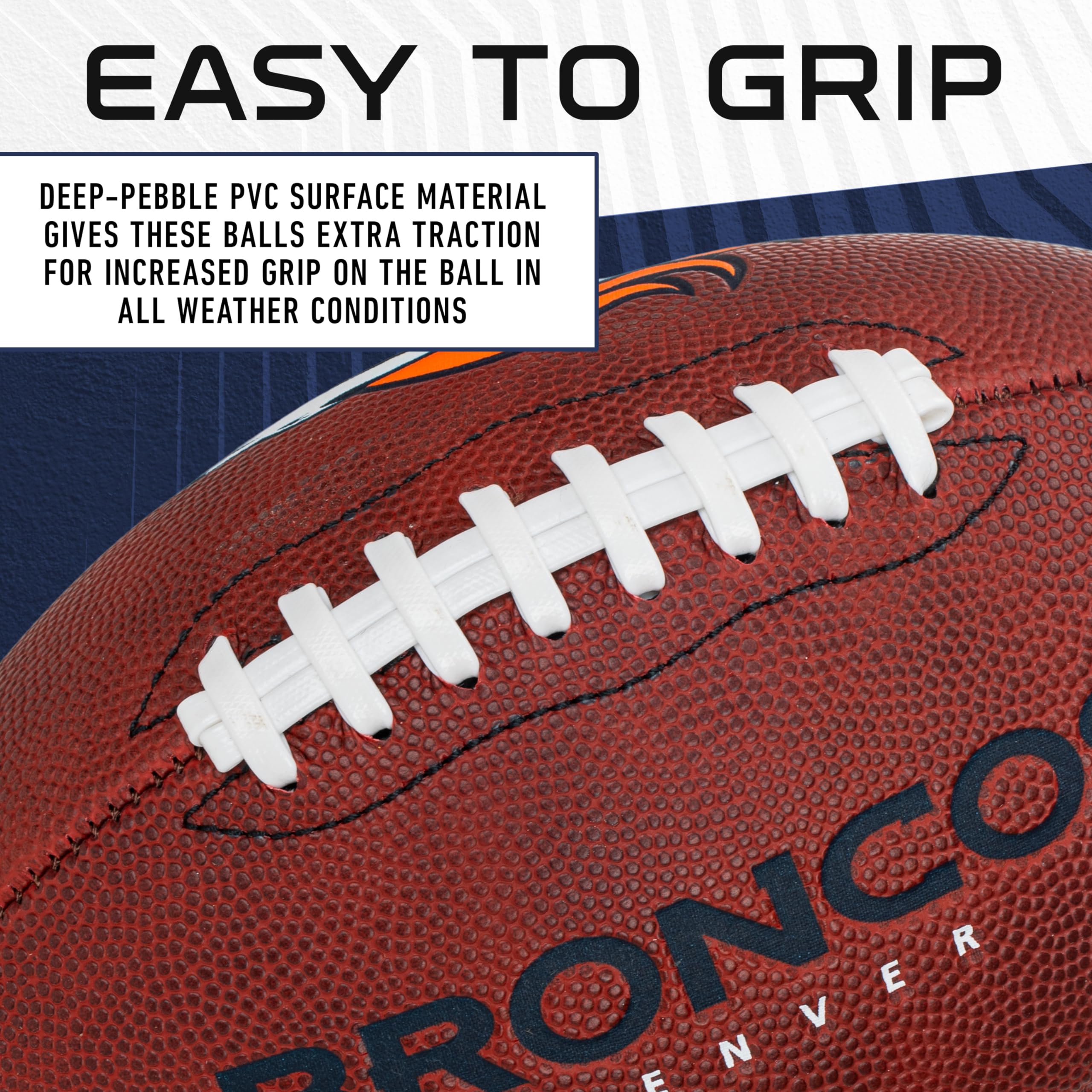 Franklin Sports Nfl Denver Broncos Football - Youth Junior Size Football For Kids - Official Nfl Team Logo + Colors Youth Ball -