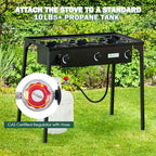 Goplus Outdoor Camping Stove, 3 Burner Propane Gas Cooker W/Detachable Legs & Csa Regulator & 0-20 Psi Regulator For Camp Paito