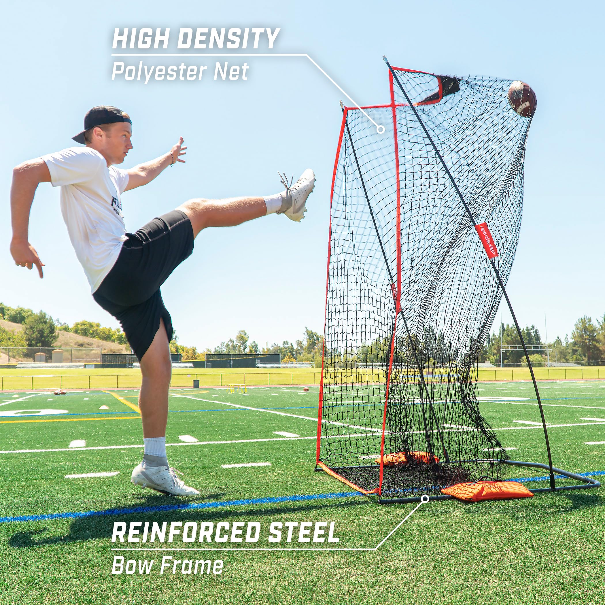 Gosports Football 7 Ft X 4 Ft Kicking Net - Sideline Practice For Punting Or Place Kicks, Ultra-Portable Design With Weighted Sa