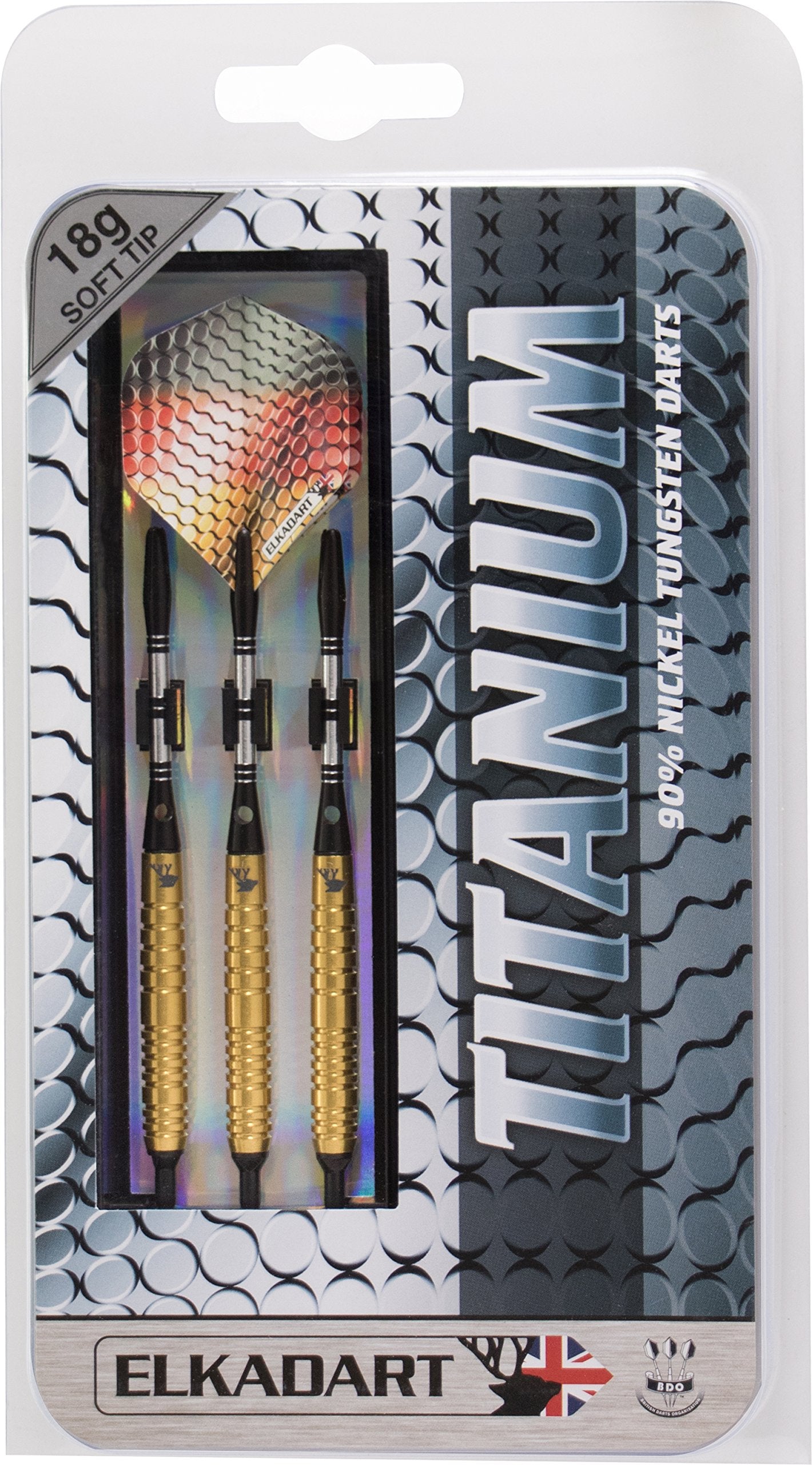 Elkadart Titanium 90% Tungsten Soft Tip Darts With Storage/Travel Case, Gold, 18 Grams,One Size