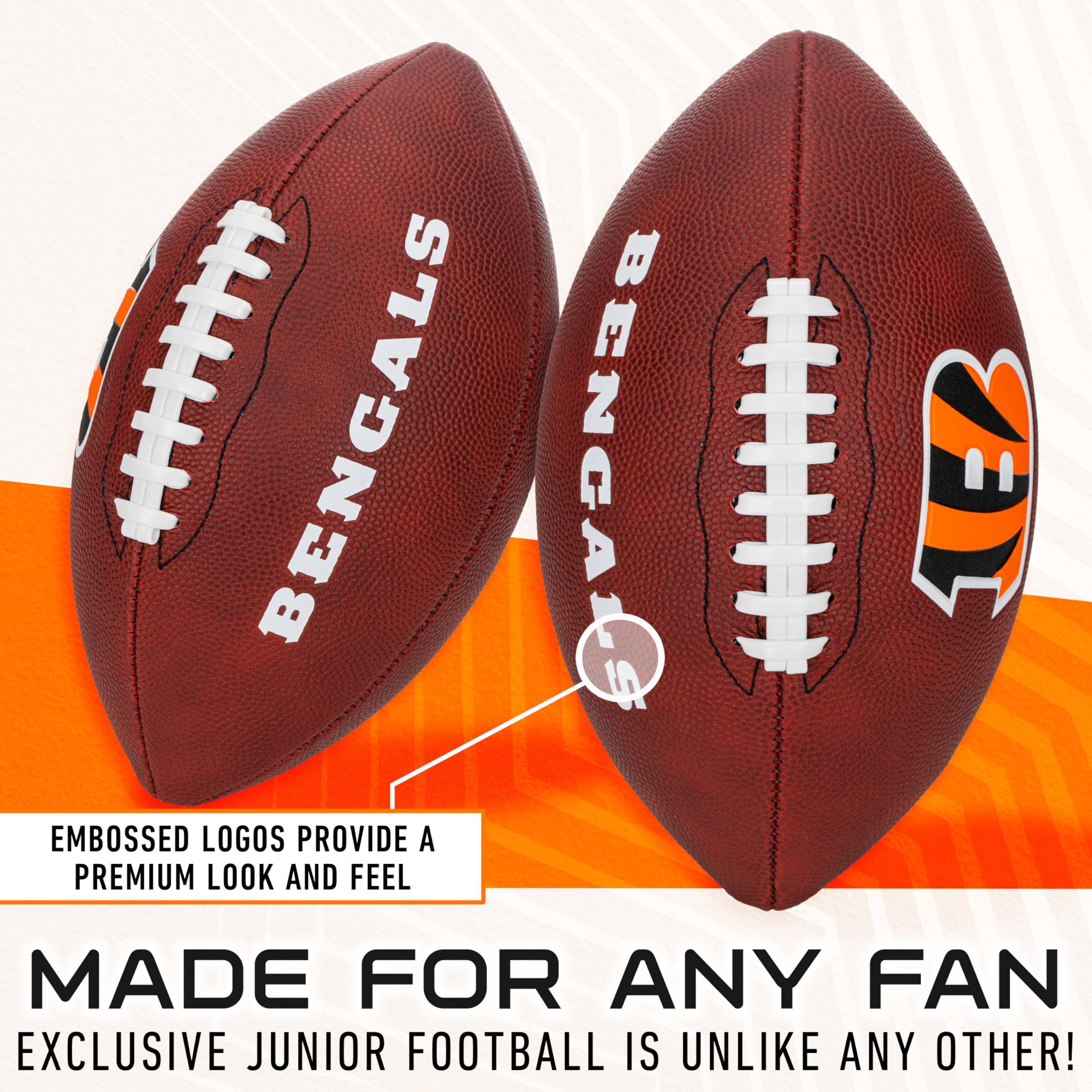 Franklin Sports Nfl Cincinnati Bengals Football - Youth Junior Size Football For Kids - Official Nfl Team Logo + Colors Youth Ba