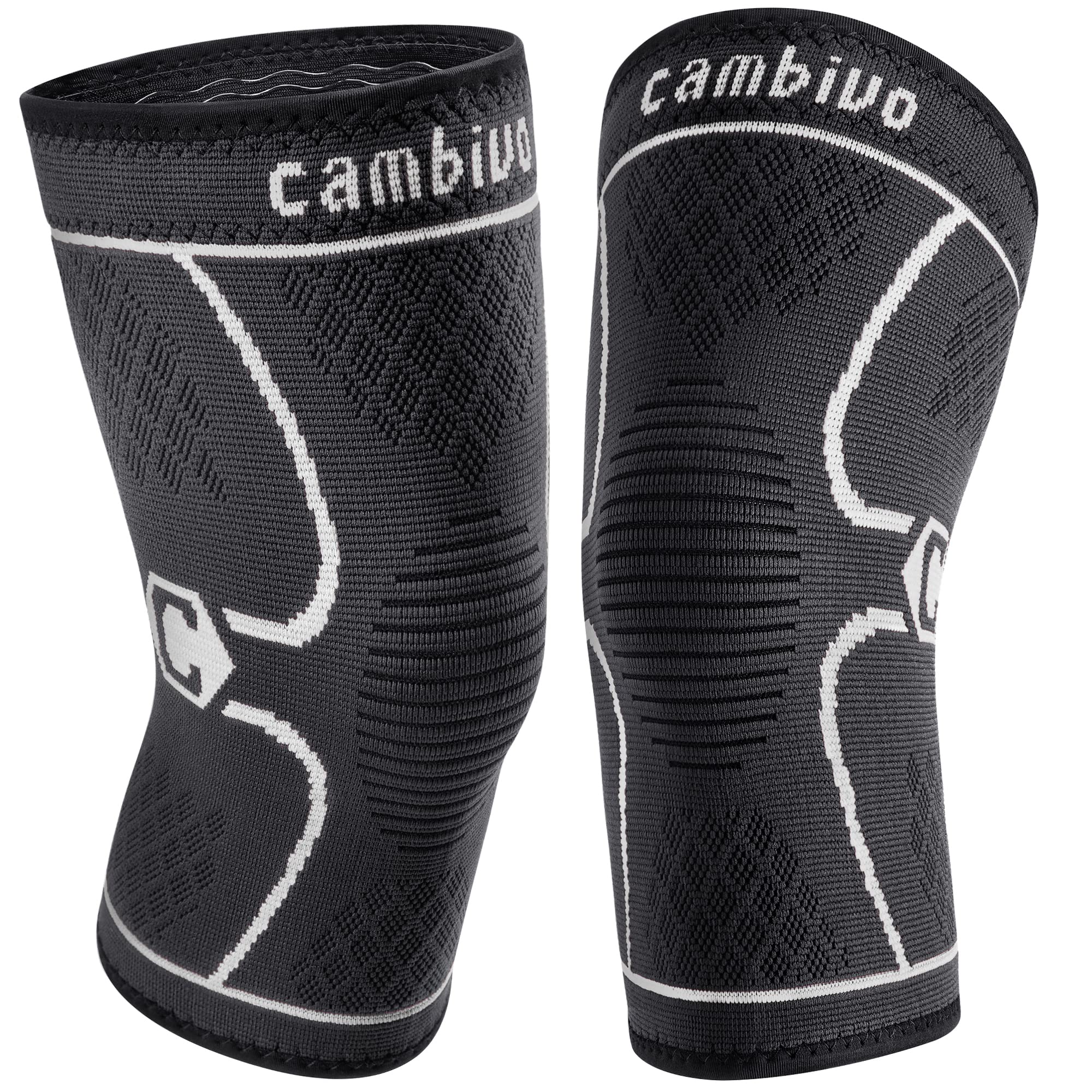 Cambivo 2 Pack Knee Brace, Knee Compression Sleeve For Men And Women, Knee Support For Running, Workout, Gym, Hiking, Sports (Gr