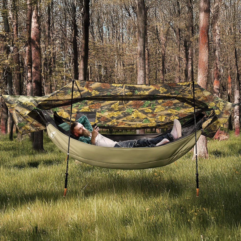 Night Cat Camping Hammock Tent: Lightweight Portable 4 In 1 Hammock With Rain Tarp And Mosquito Net For Hiking Jungle Outdoor Ca