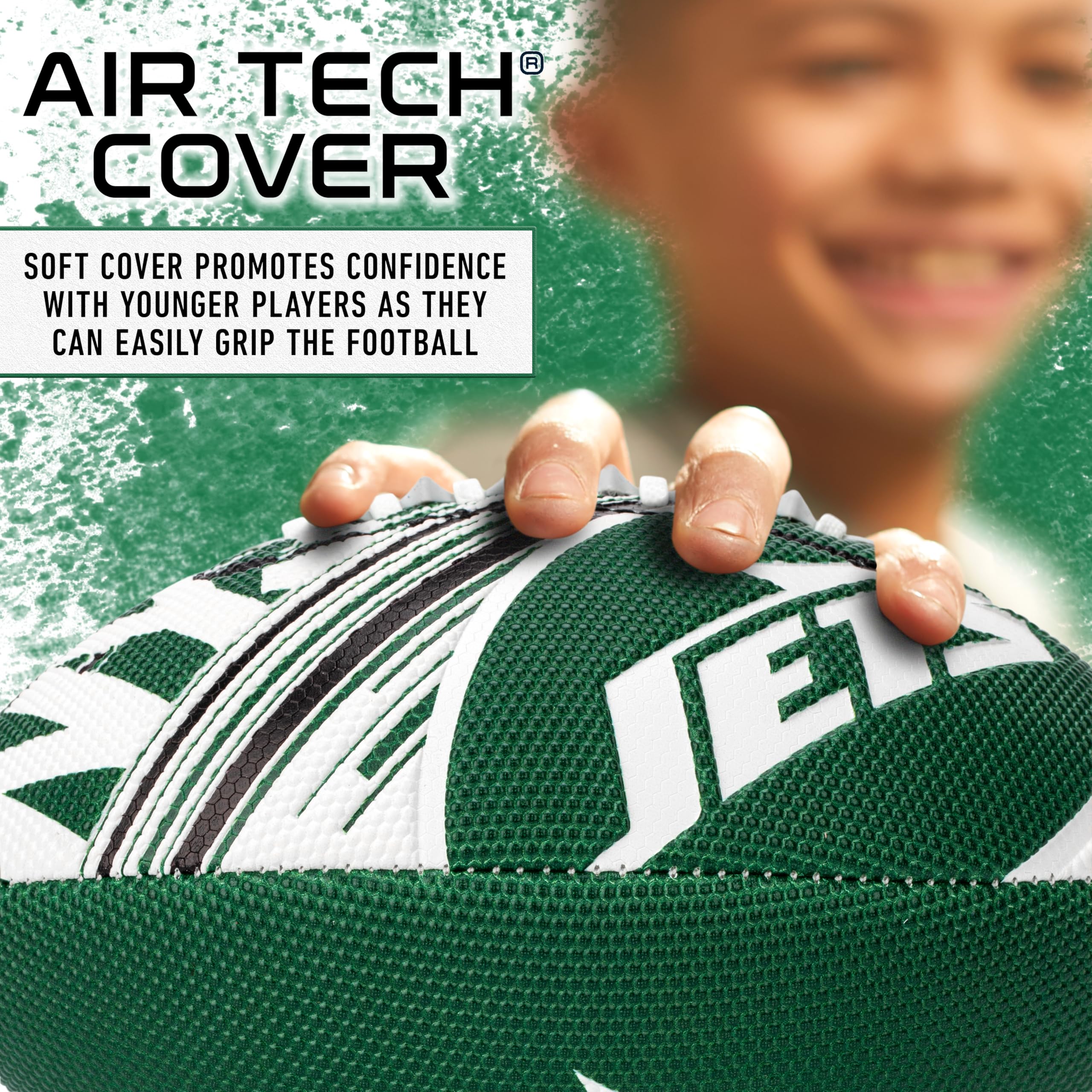 Franklin Sports Nfl New York Jets Football - Youth Mini Football - 8.5'' Junior Size Ball - Spacelace Easy Grip Texture- Perfect