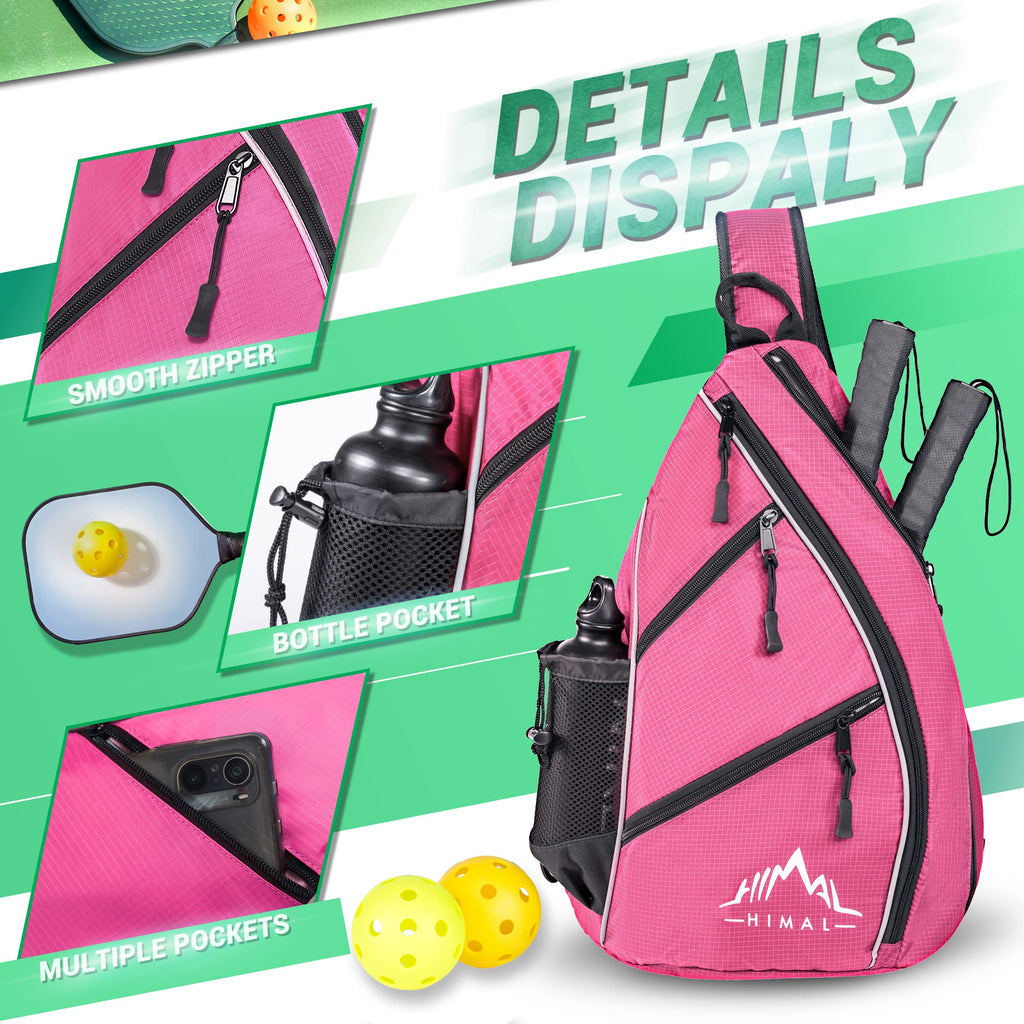 Himal Pickleball Bag-Adjustable Pickleball,Tennis,Racketball Sling Bag-Pickleball Backpack With Water Bottle Holder For Men And