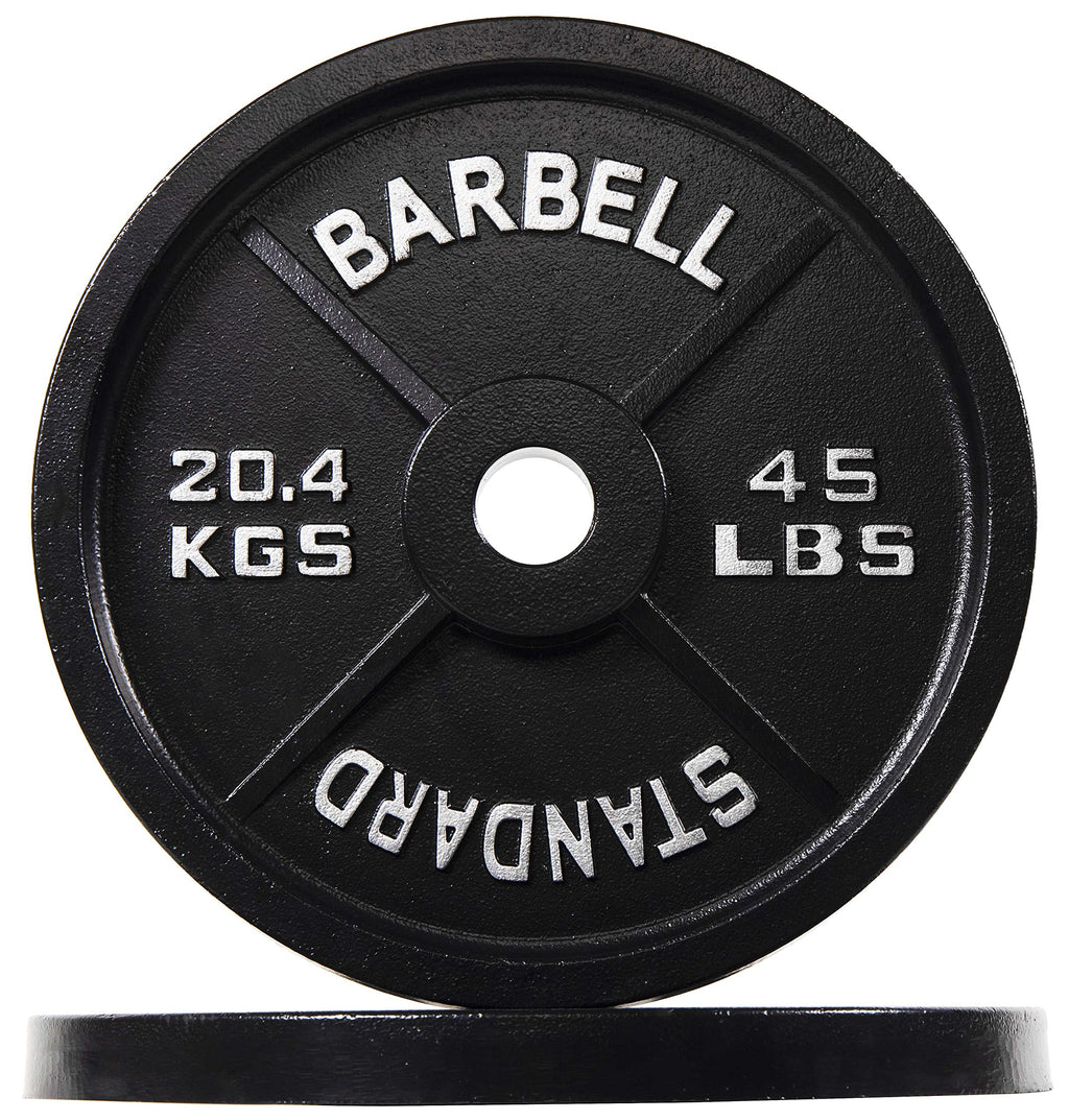 Balancefrom Cast Iron Plate Weight Plate For Strength Training And Weightlifting, Olympic Size, 2-Inch Center, 45Lb Pair