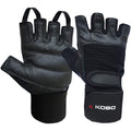 Kobo Wtg02BlackMedium Weight Lifting Gym Gloves Leather Hand Protector For Fitness Training