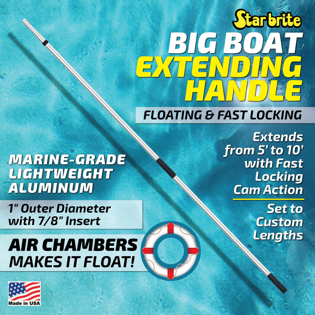 Star Brite Big Boat Extending Handle 5'-10' - Fits Quick-Connect Accessories - Floats - Made In Usa (040005)