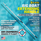 Star Brite Big Boat Extending Handle 5'-10' - Fits Quick-Connect Accessories - Floats - Made In Usa (040005)