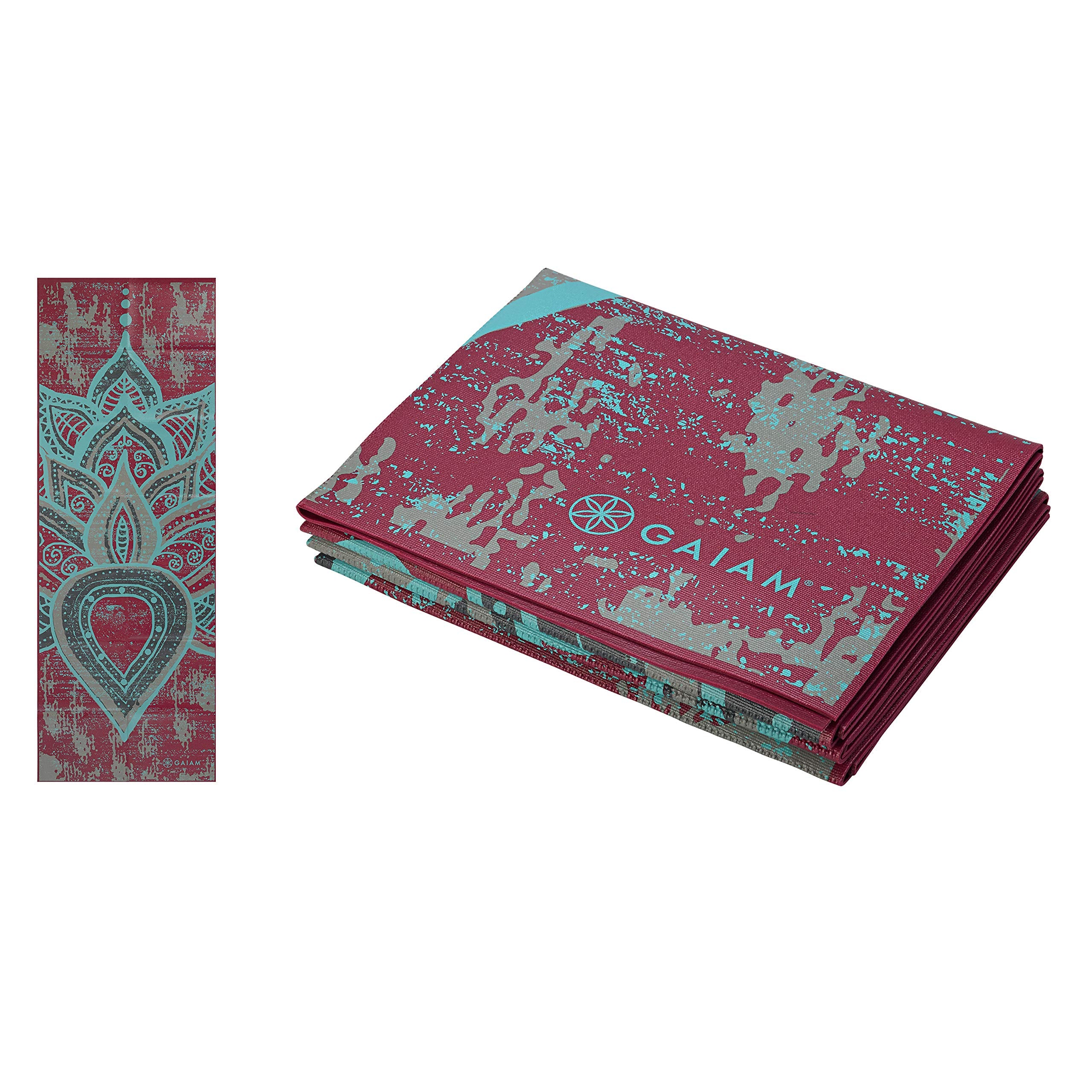 Gaiam Yoga Mat Folding Travel Fitness & Exercise | Foldable For All Types Of Yoga, Pilates Floor Workouts, Be Free, 2Mm