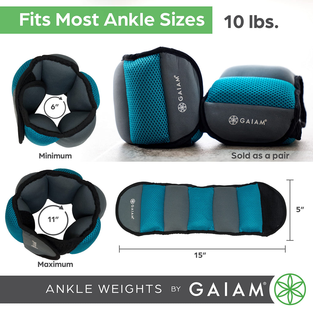 Gaiam Ankle Weights Strength Training Weight Sets For Women & Men With Adjustable Straps - Walking, Running, Pilates, Yoga, Danc