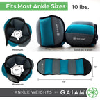 Gaiam Ankle Weights Strength Training Weight Sets For Women & Men With Adjustable Straps - Walking, Running, Pilates, Yoga, Danc