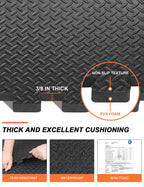 Innhom Gym Flooring Gym Mats Exercise Mat For Floor Workout Mat Foam Floor Tiles For Home Gym Equipment Garage, 24 Pieces Black