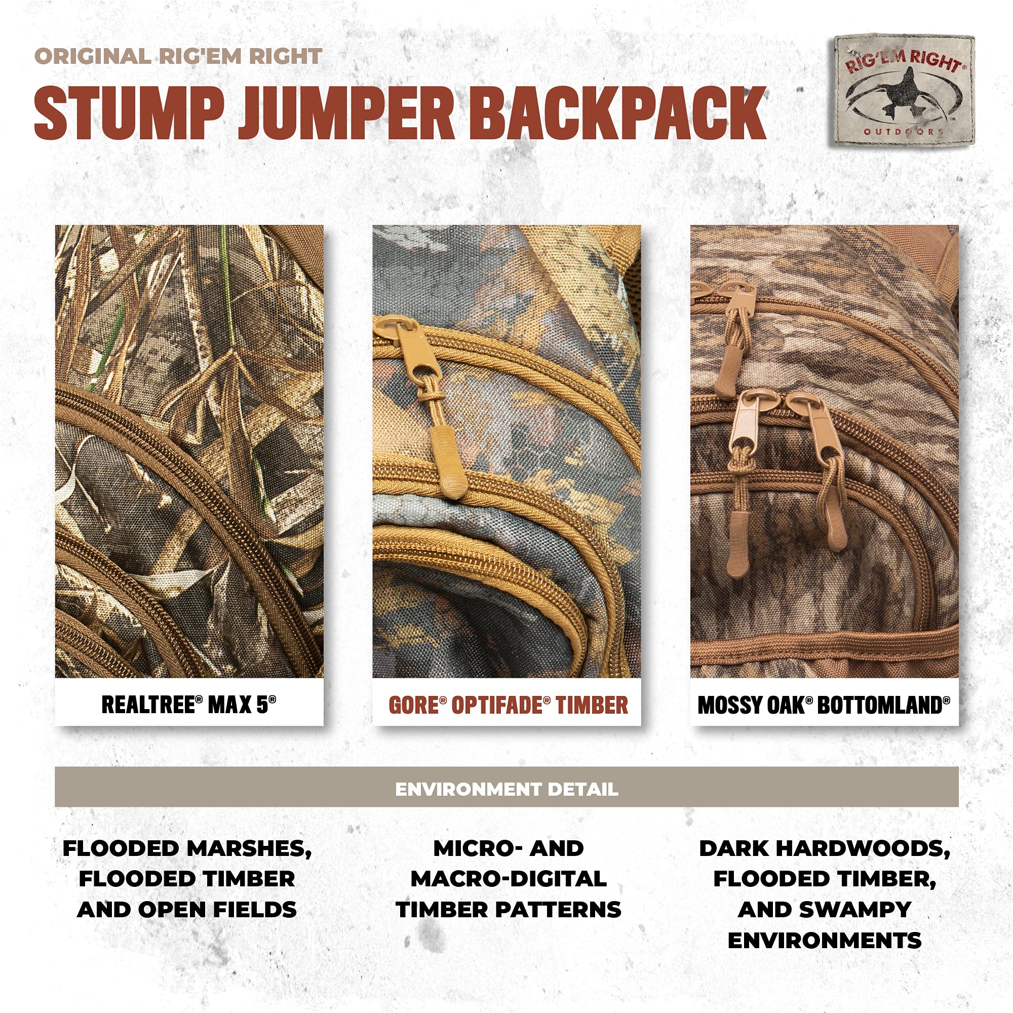Rig'Em Right Waterfowl Stump Jumper Duck Hunting Blind Backpack With Multi-Layered Padded Shoulder Straps And Back Support, Ammo