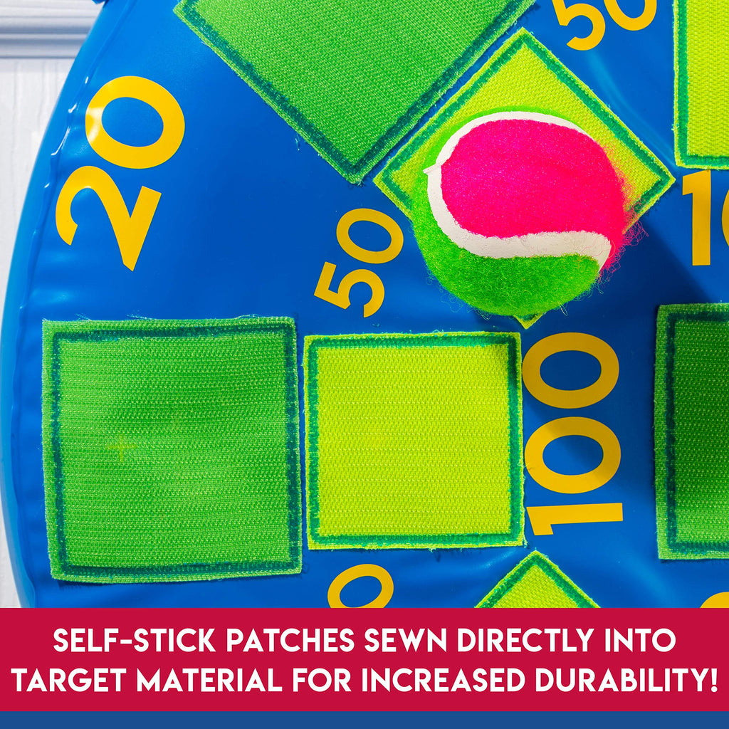 Franklin Sports Kids Tennis Ball Dartboard Game - Inflatable Dart Ball Game Set With (3) Self Stick Tennis Ball - Fun Indoor + O