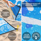 Aisparky Beach Blanket Waterproof Sandproof, Oversized Large Beach Mat 79 X 83/120X108 For 1-8 Adults, Quick Drying&Compact&Ligh