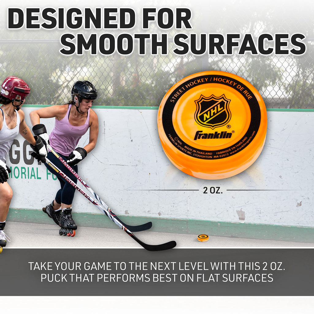 Franklin Sports Nhl Street Hockey Pucks - No Bounce Indoor + Outdoor Street + Roller Hockey Puck - Official Size For Games - 3 P