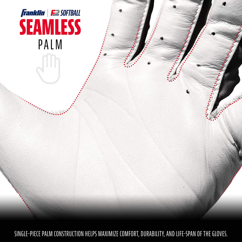 Franklin Sports Cfx Fp Softball Batting Gloves Pair, Women'S X-Large, White/Black