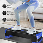 Yes4All 2-In-1 Adjustable Aerobic Stepper With Extra Half Round Legs For Home Workout, Step Exercise & Balance Training - Dark B