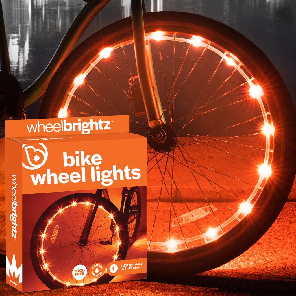 Brightz Wheelbrightz Led Bike Wheel Light, Orange - Pack Of 1 Tire Light - Bike Wheel Lights Front And Back For Night Riding - B