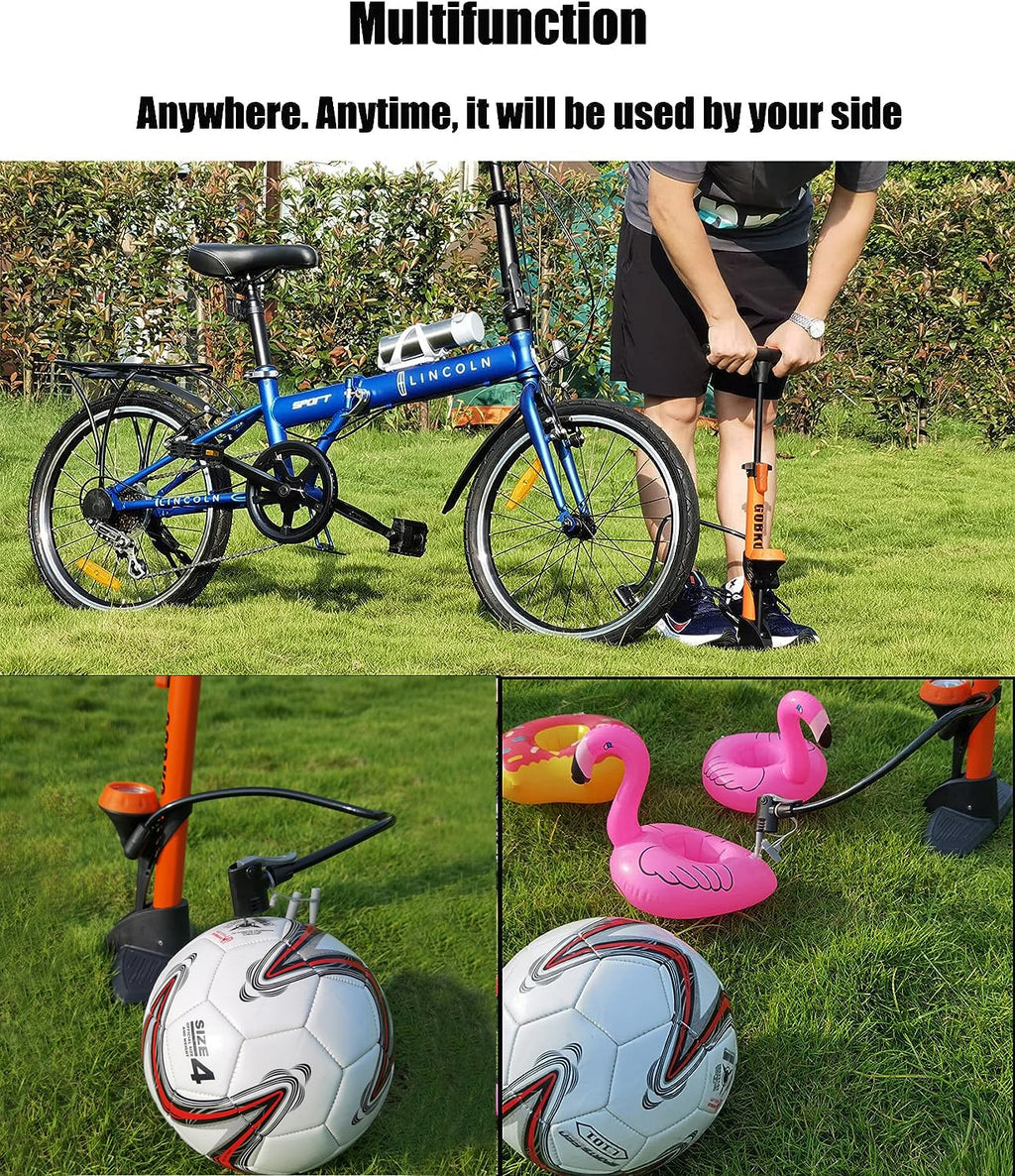 Gobko Bike Floor Pump With Gauge,Floor Bicycle Pump With Both Presta And Schrader Bicycle Pumps Valves High Pressure 160Psi Mult