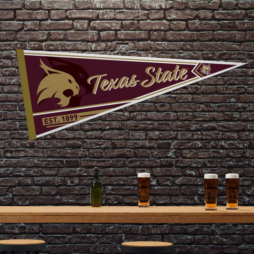Rico Industries Ncaa Texas State Bobcats Classic 12'' X 30'' Felt Wall D  Cor Pennant - Great For Home/Bed Room/Man Cave D  Cor