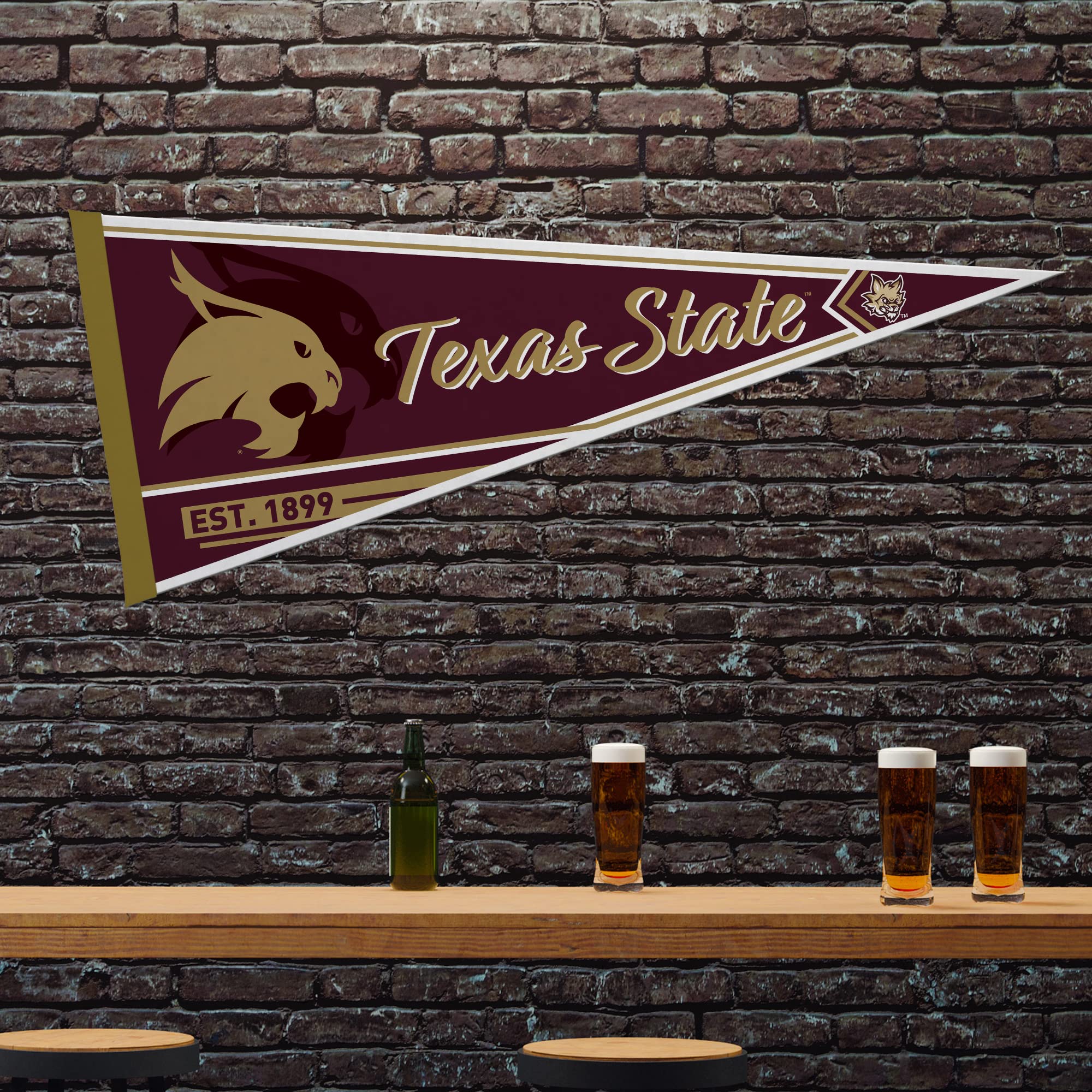 Rico Industries Ncaa Texas State Bobcats Classic 12'' X 30'' Felt Wall D  Cor Pennant - Great For Home/Bed Room/Man Cave D  Cor
