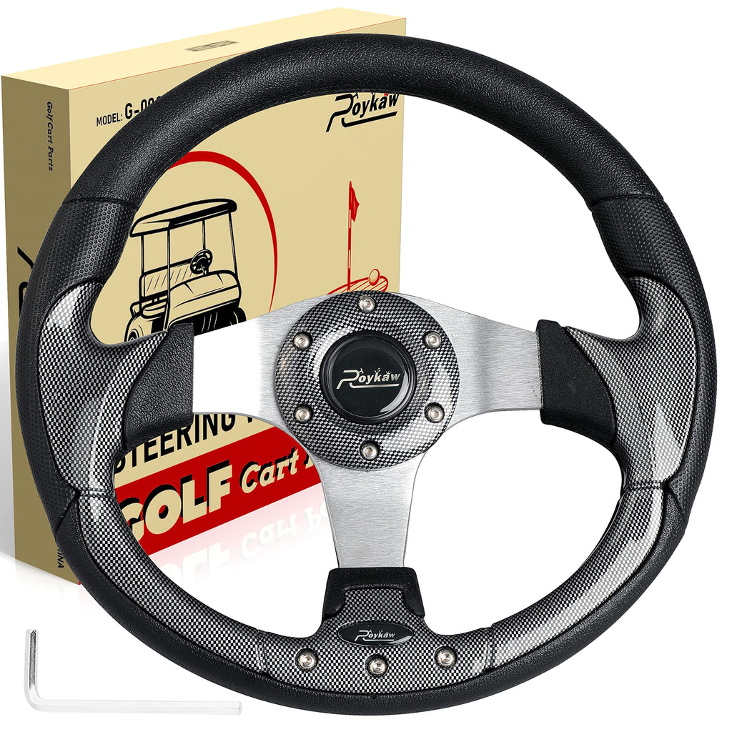 Roykaw Golf Cart Steering Wheel Or Hub Adapter For Ezgo Club Car Yamaha (Style 2 Black)