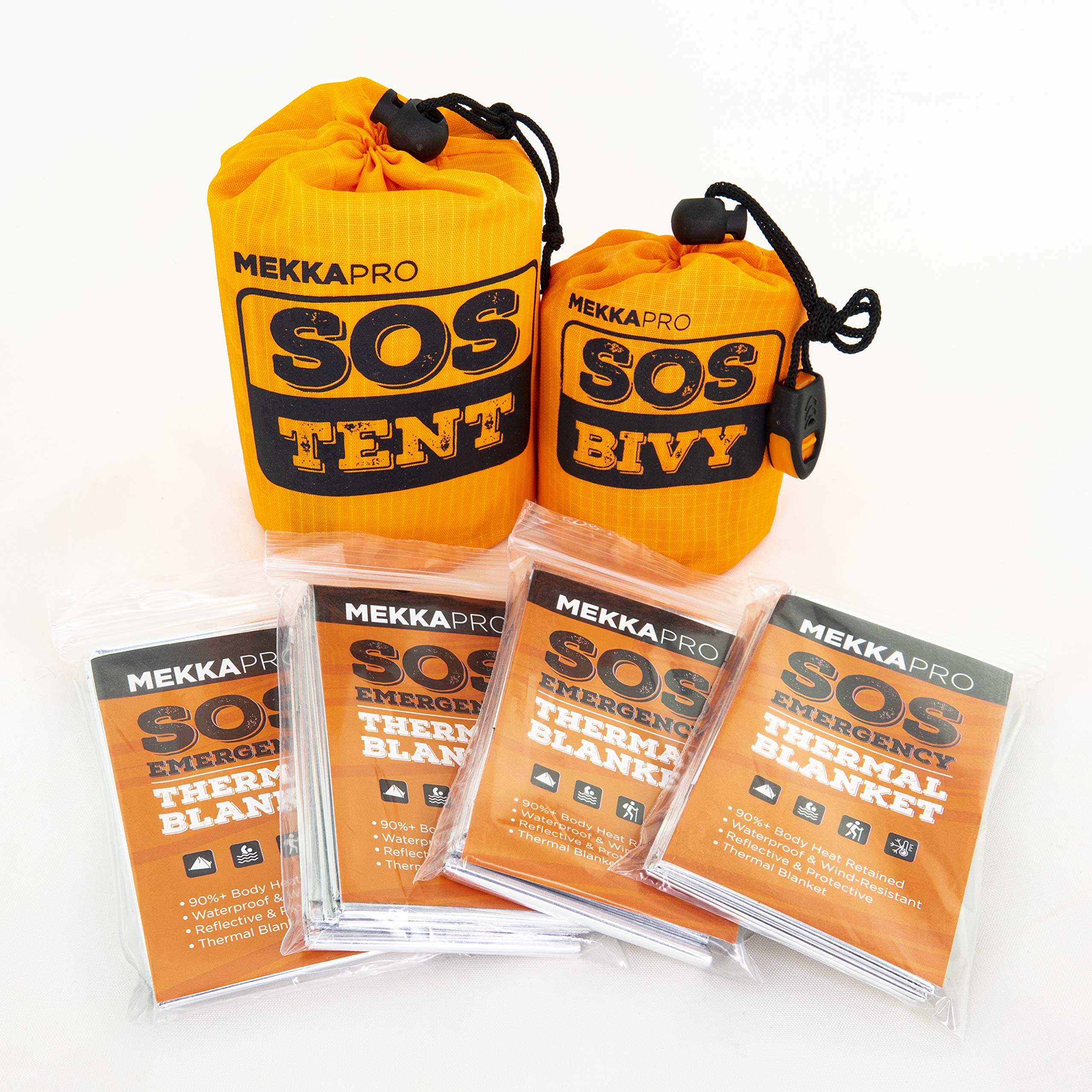 Mekkapro Sos Emergency Thermal Bivy Sleeping Bag With Survival Whistle, Survival Bivvy Sack, Mylar Emergency Blanket