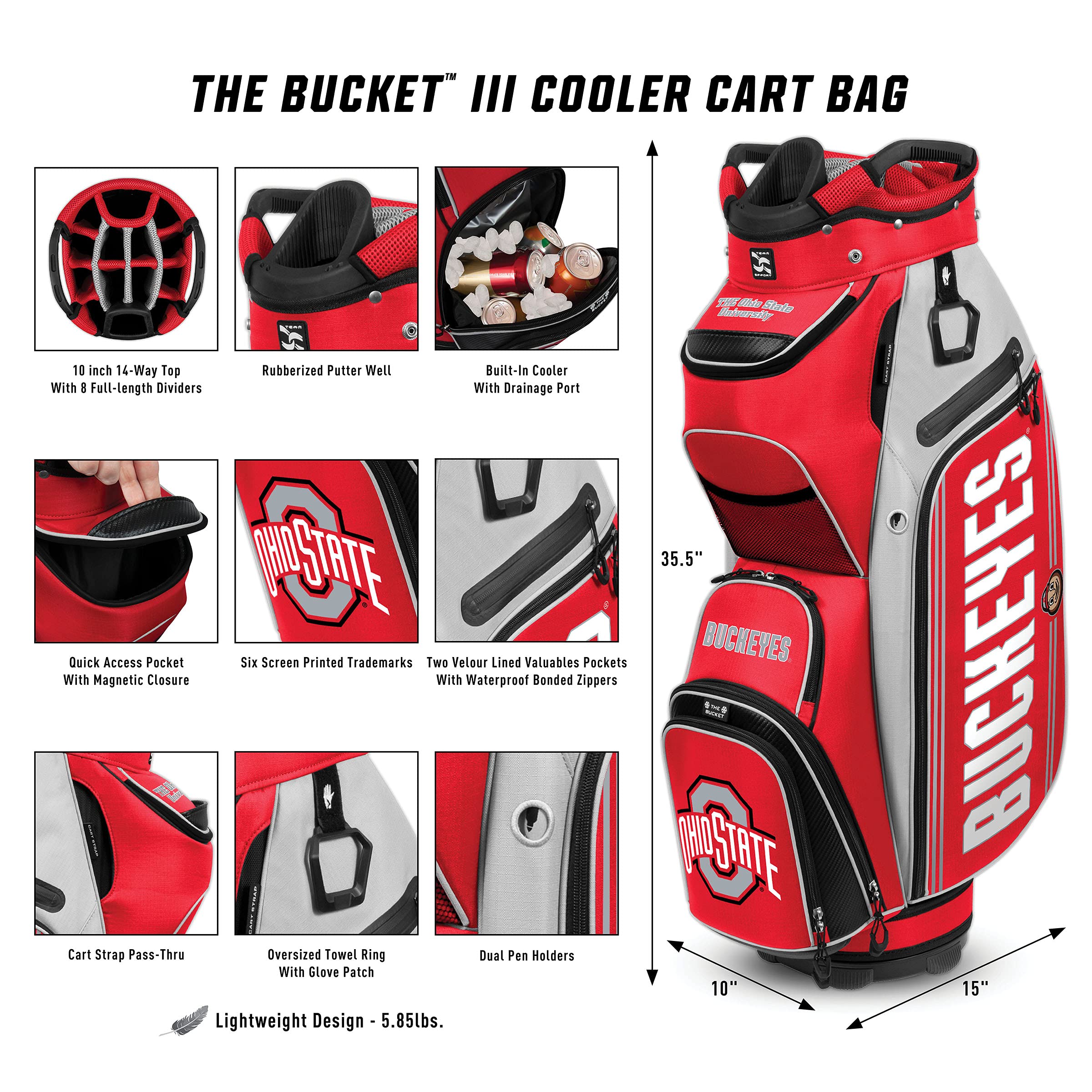 Alabama Crimson Tide Bucket III Cooler Cart Golf Bag