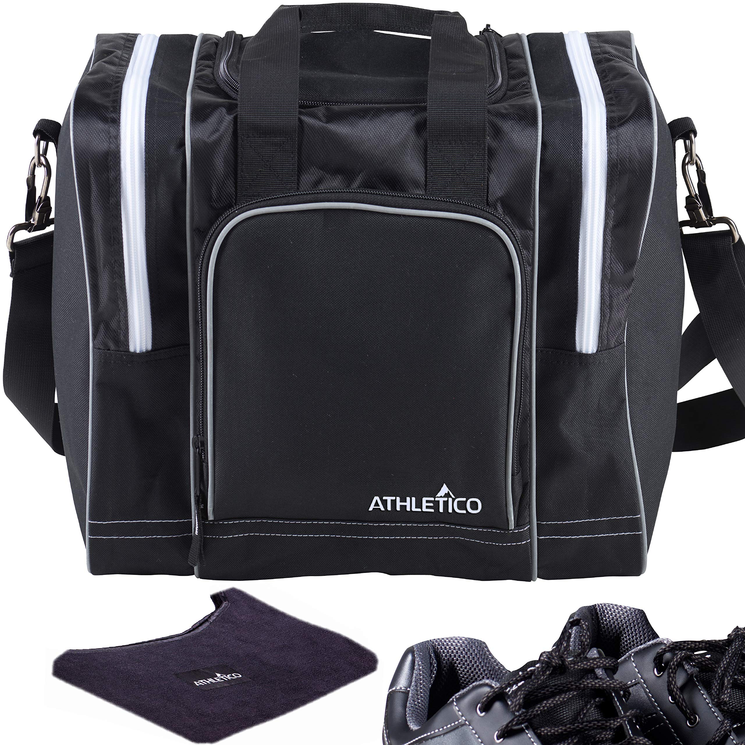 Athletico Bowling Bag & Seesaw Polisher Bundle - Single Ball Tote Bag With Padded Ball Holder - Fits a Single Pair of Bowling Sh